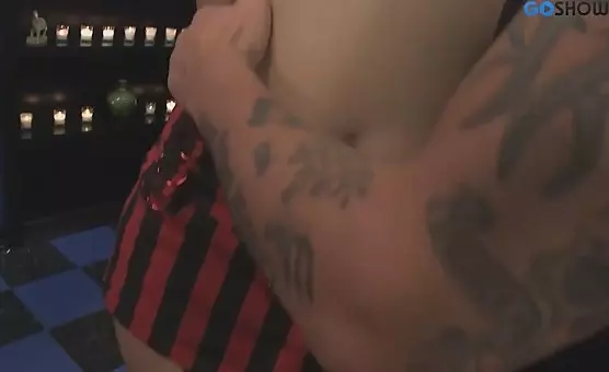 Inked Girl Performs Fellatio, Exposes Labia for His Pleasure